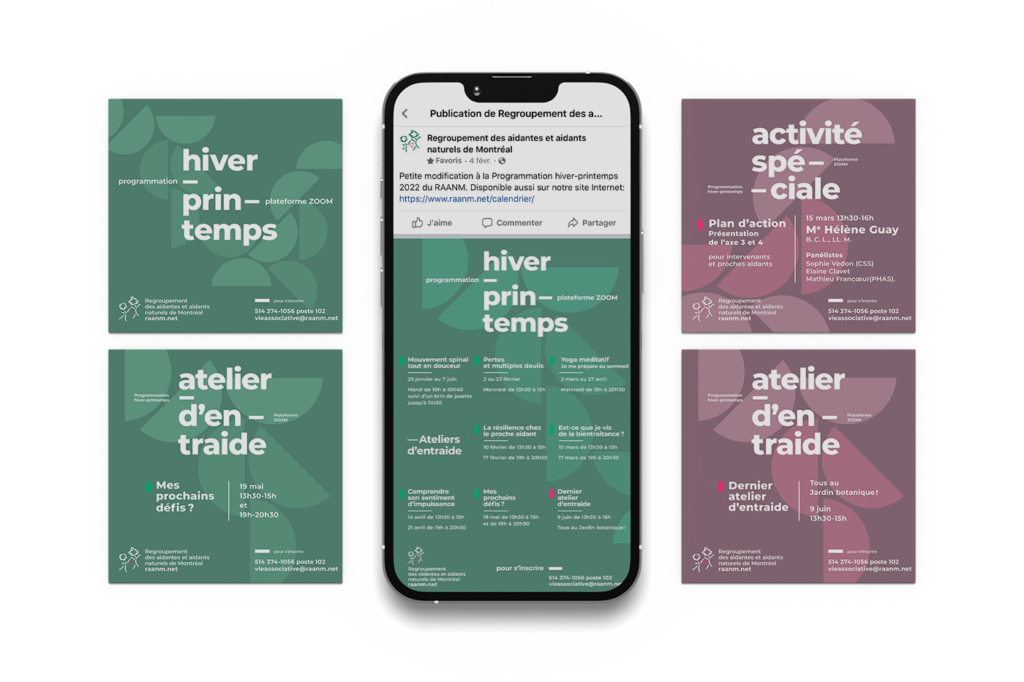 visuels de publications sur les réseaux sur un iphone