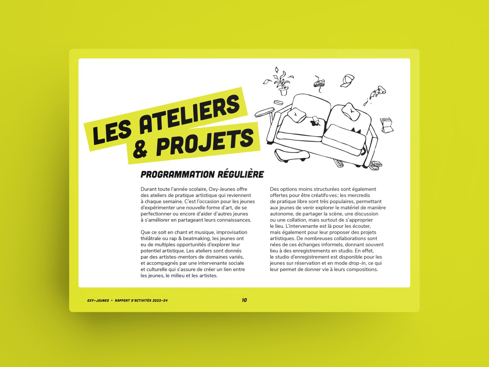 Rapport annuel Oxy-Jeunes 2024, design par Sophie Ouch