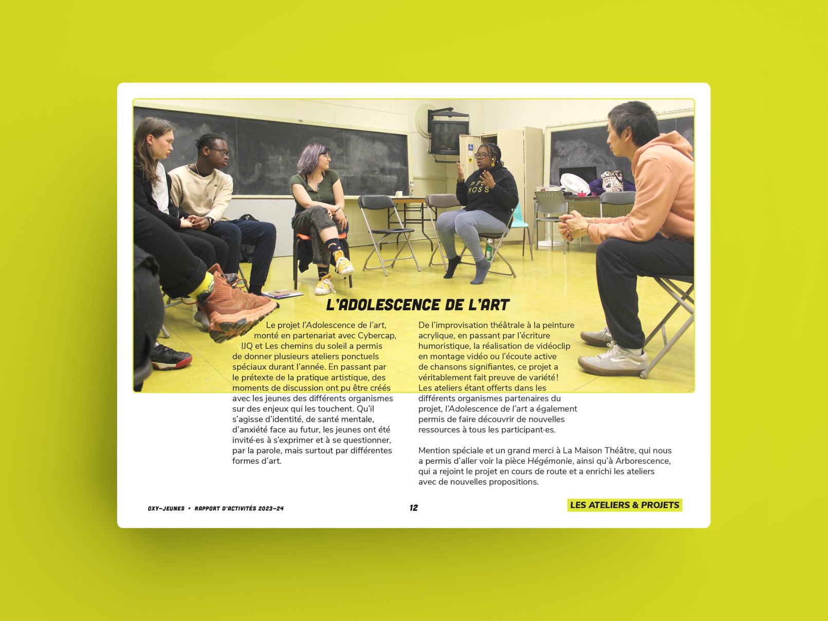 Rapport annuel Oxy-Jeunes 2024, design par Sophie Ouch