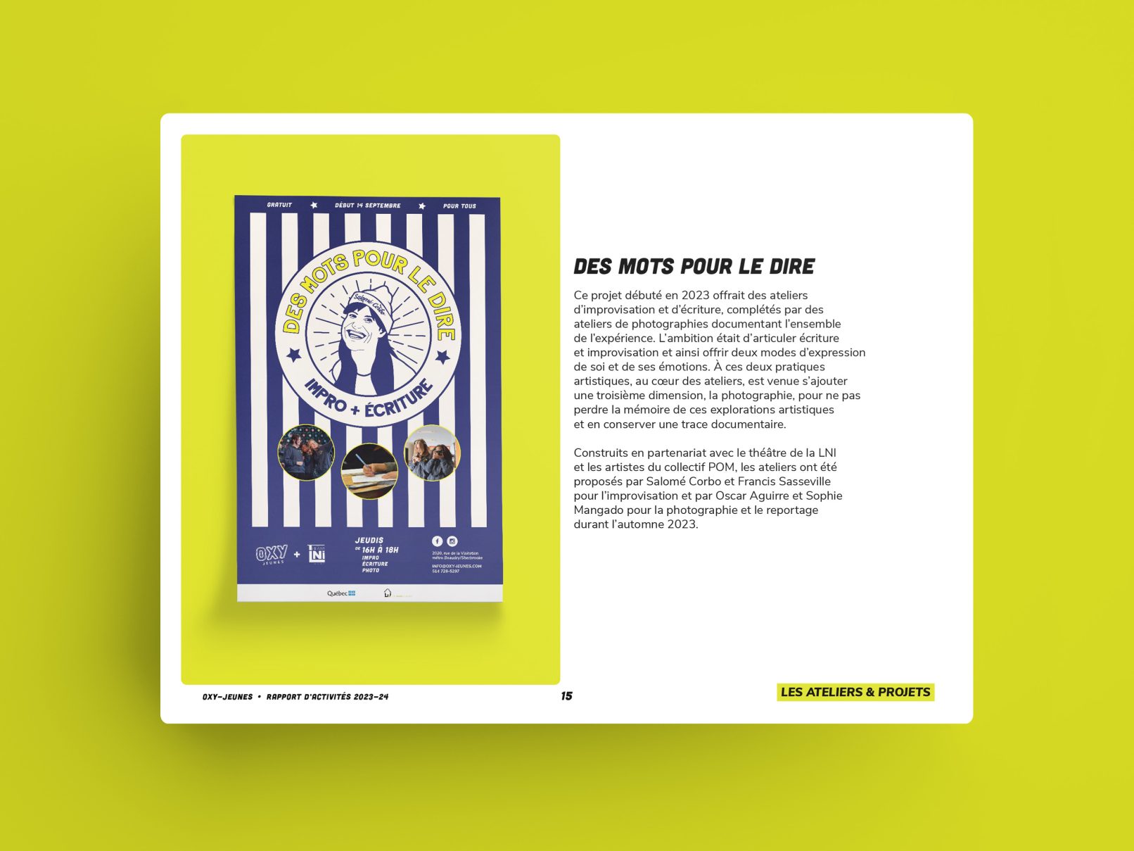 Rapport annuel Oxy-Jeunes 2024, design par Sophie Ouch