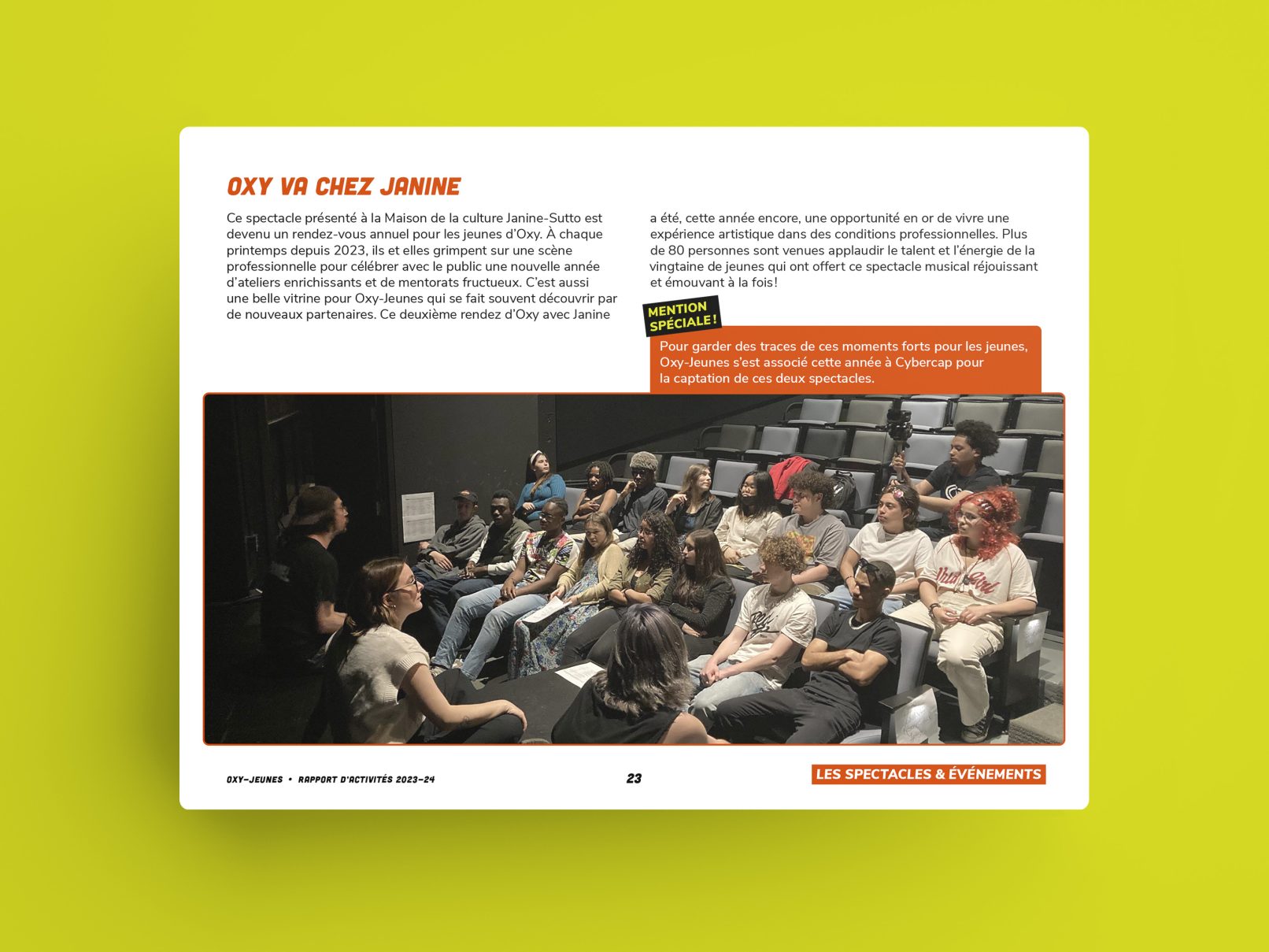 Rapport annuel Oxy-Jeunes 2024, design par Sophie Ouch