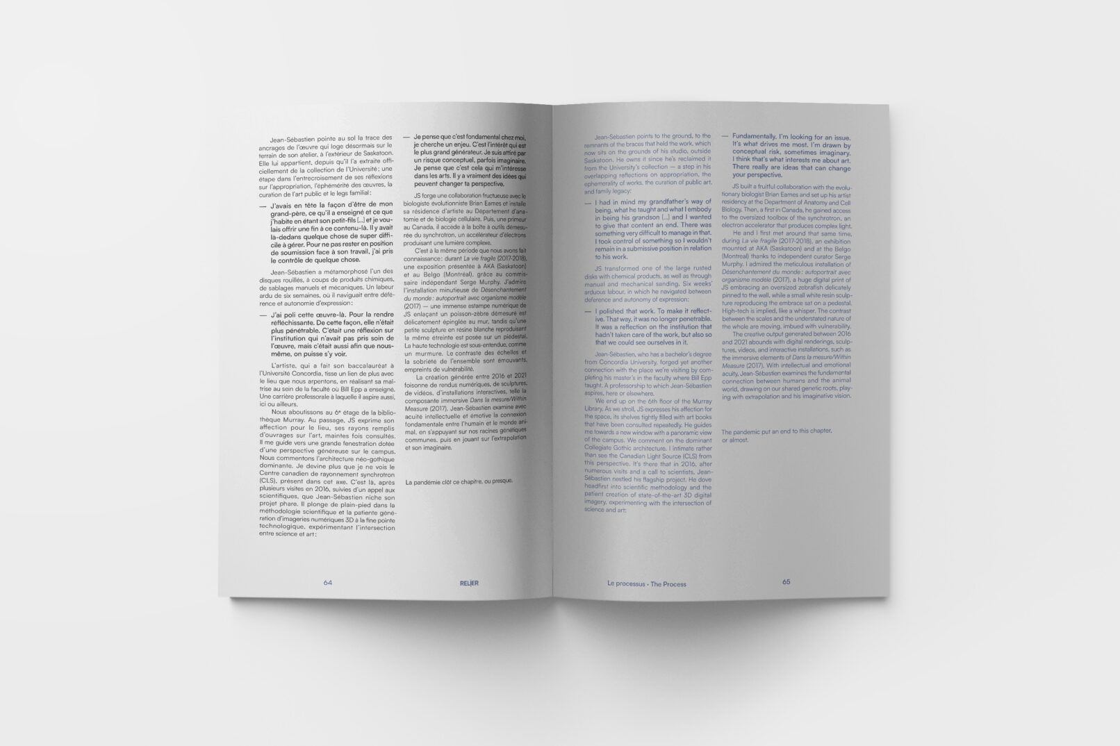 pages layout of Relier book
